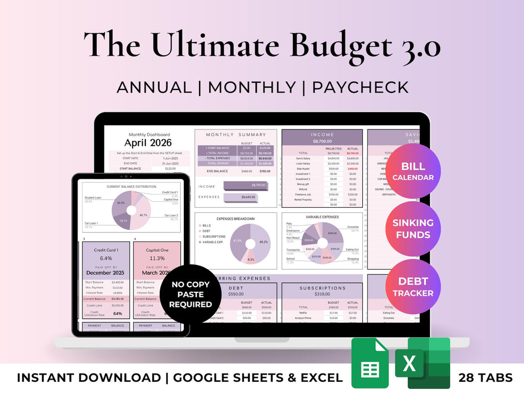 Ultimate Budget Planner | Excel & Google Sheets Template